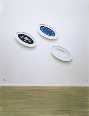 Langlands & Bell, *Collapsing Time* (1989), vue d’installation, *Le Magasin L’École L’Exposition*, Magasin-CNAC, du 1e octobre au 26 november 1989.